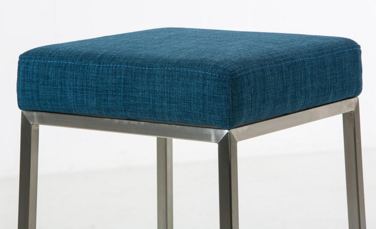 BARHOCKER 2er Set Stoff blau - Blau/Edelstahlfarben, Textil/Metall (37/85/37cm) - CLP