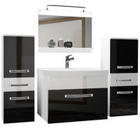 BADMÖBEL Badezimmer Schwarz Weiss Glänzend - Schwarz/Weiß, Holz (140/81/40cm) - B BELINI GROUP