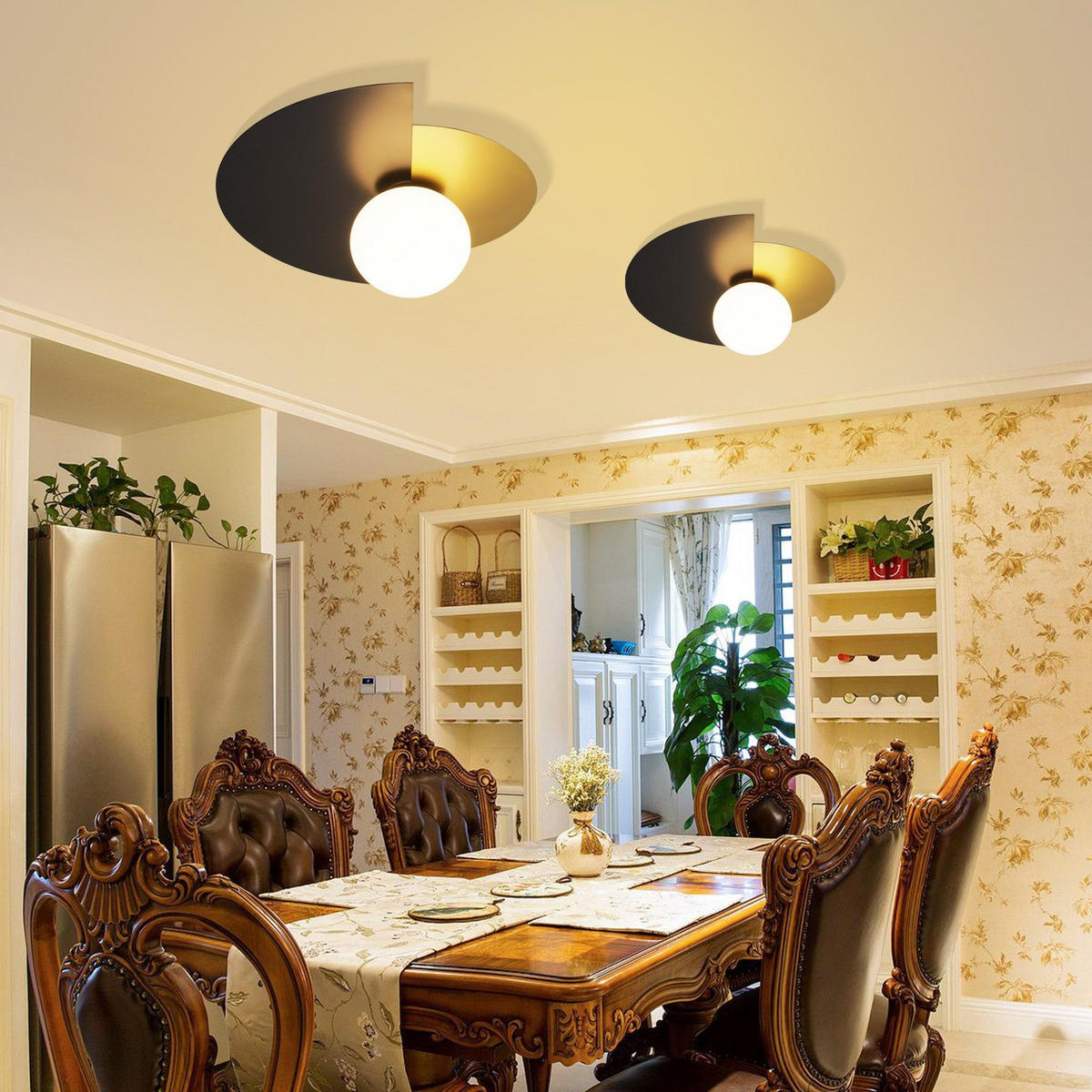 DECKENLEUCHTE Lugo 35/43/16cm - Schwarz, Metall (43/35/16cm) - Nettlife