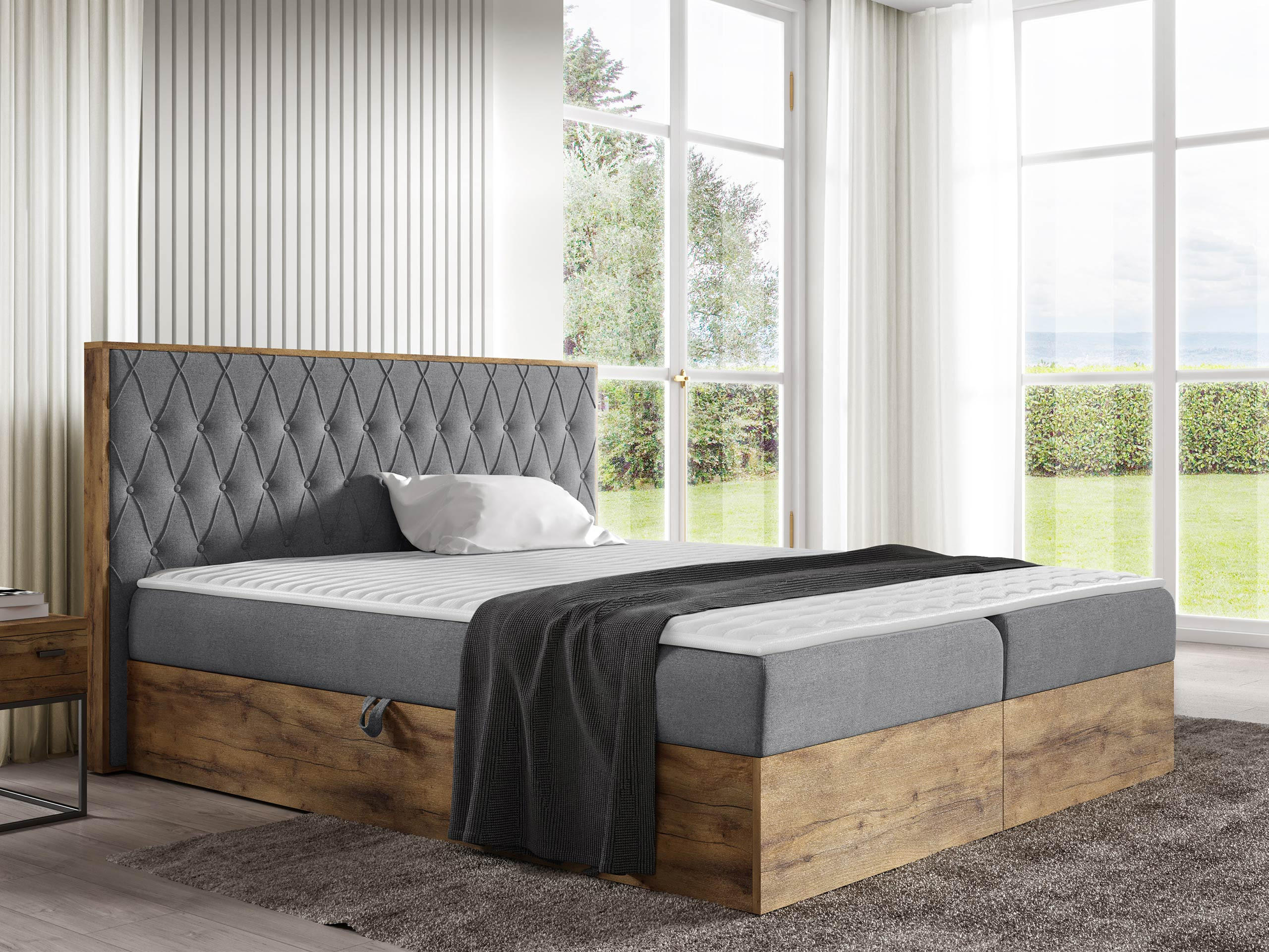 BOXBETT Wood 6 - Grau, Holz/Textil (120/200cm) - MIRJAN24