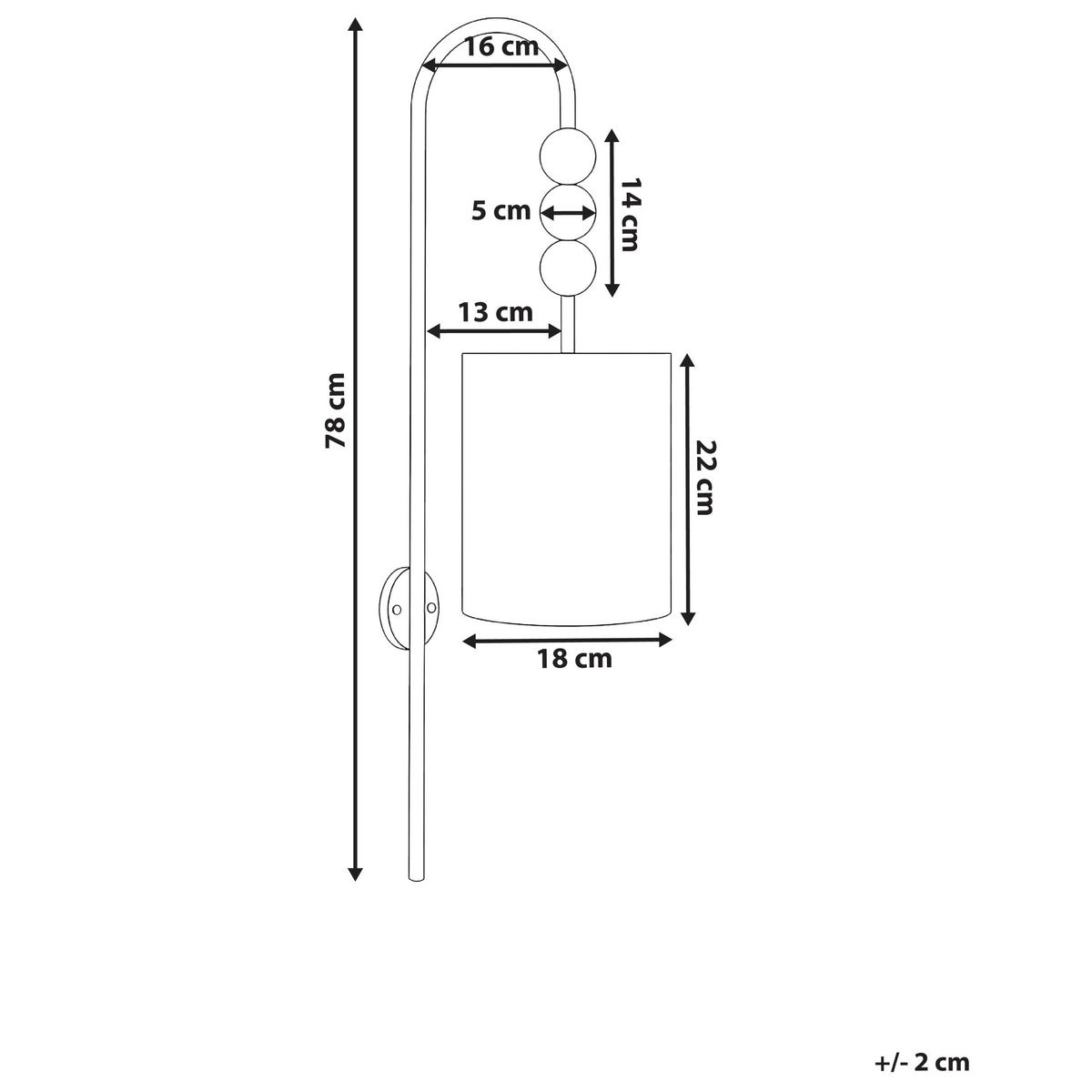 WANDLAMPE Messing Loky - Messingfarben/Weiß, Metall (18/78/18cm) - Beliani