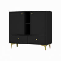 KOMMODE TORINO 100/94/41 cm mit 2 Schubladen 2 Türen Graphitfarben - Graphitfarben, Holzwerkstoff (100/94/41cm) - MASSENO