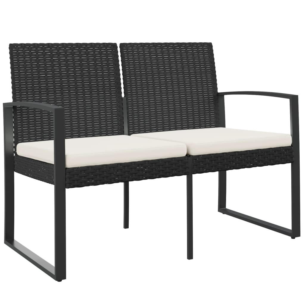 GARTENBANK 2-Sitzer mit Kissen Schwarz PP-Rattan - Anthrazit, Kunststoff (103.5/77.5/57cm) - furnicato