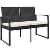 GARTENBANK 2-Sitzer mit Kissen Schwarz PP-Rattan - Anthrazit, Kunststoff (103.5/77.5/57cm) - furnicato