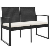 GARTENBANK 2-Sitzer mit Kissen Schwarz PP-Rattan - Anthrazit, Kunststoff (103.5/77.5/57cm) - furnicato