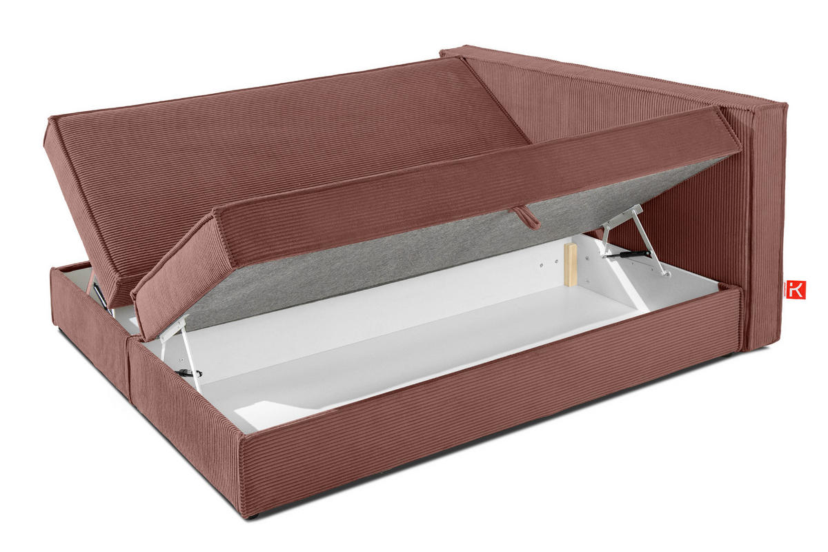BOXSPRINGBETT ROTI mit Stauraum, rosa - Schwarz/Rosa, Holz/Holzwerkstoff (160/200cm) - KONSIMO®