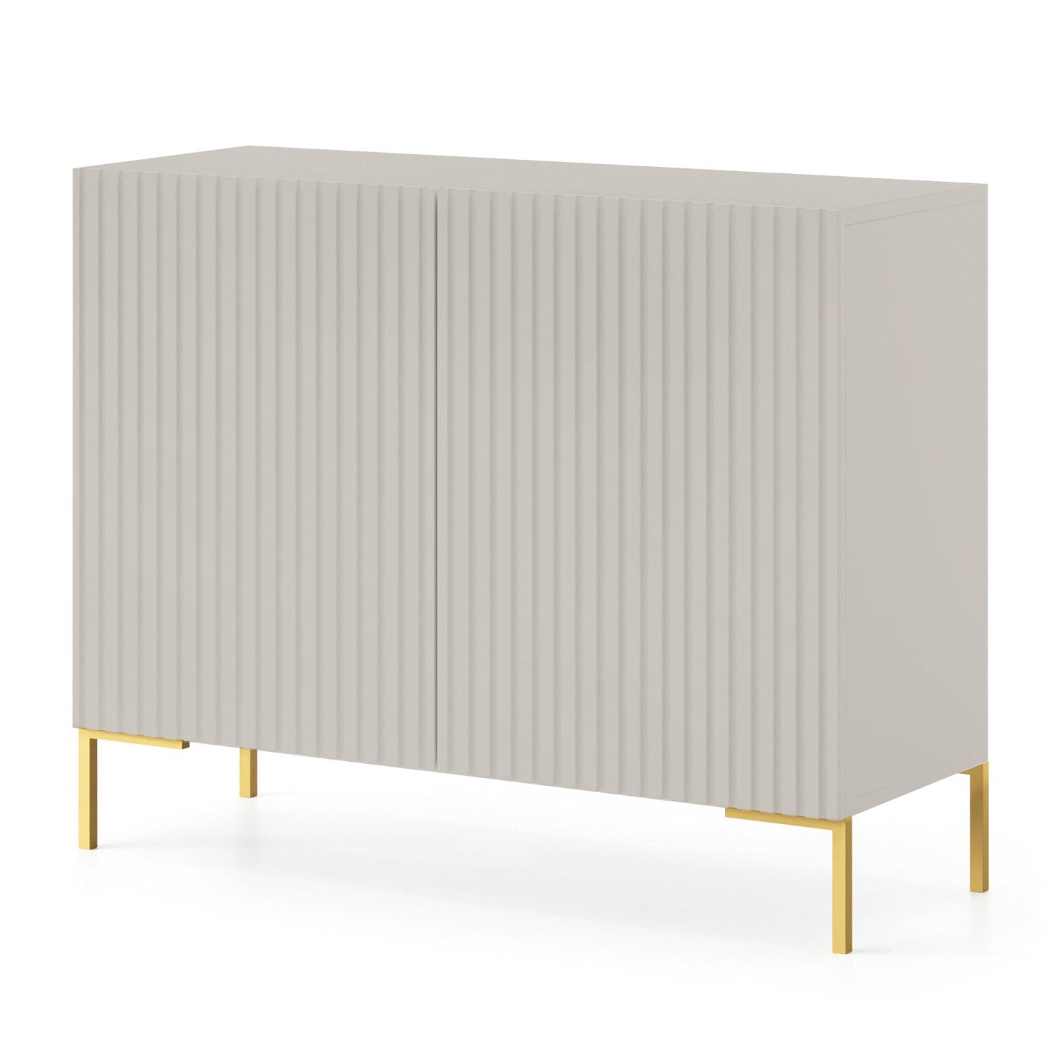 SIDEBOARD Lammelo Greige mit Metallbeinen 92 cm - Taupe/Goldfarben, Holzwerkstoff/Metall (92/75/37cm) - Selsey
