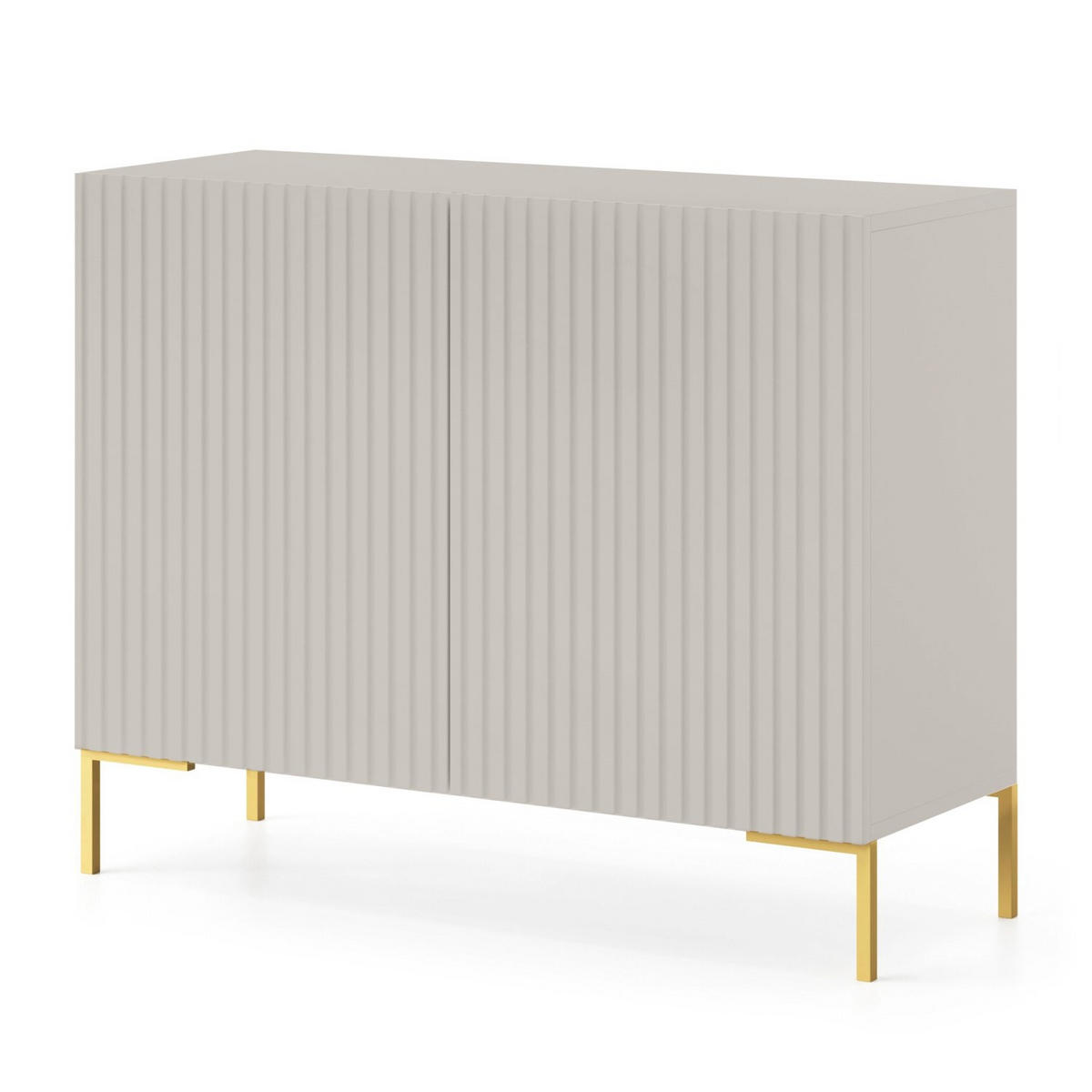 SIDEBOARD Lammelo Greige mit Metallbeinen 92 cm - Taupe/Goldfarben, Holzwerkstoff/Metall (92/75/37cm) - Selsey