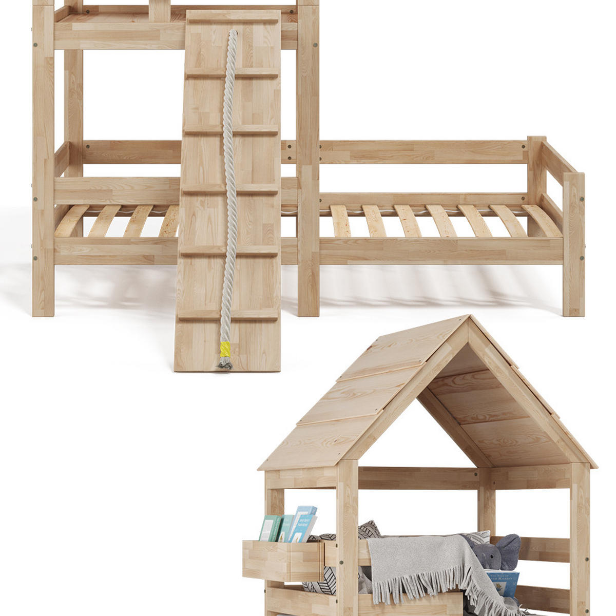 DOMÁCA POSTEĽ Teddy Hnedá - prírodná farba, drevo (90/200cm) - VitaliSpa