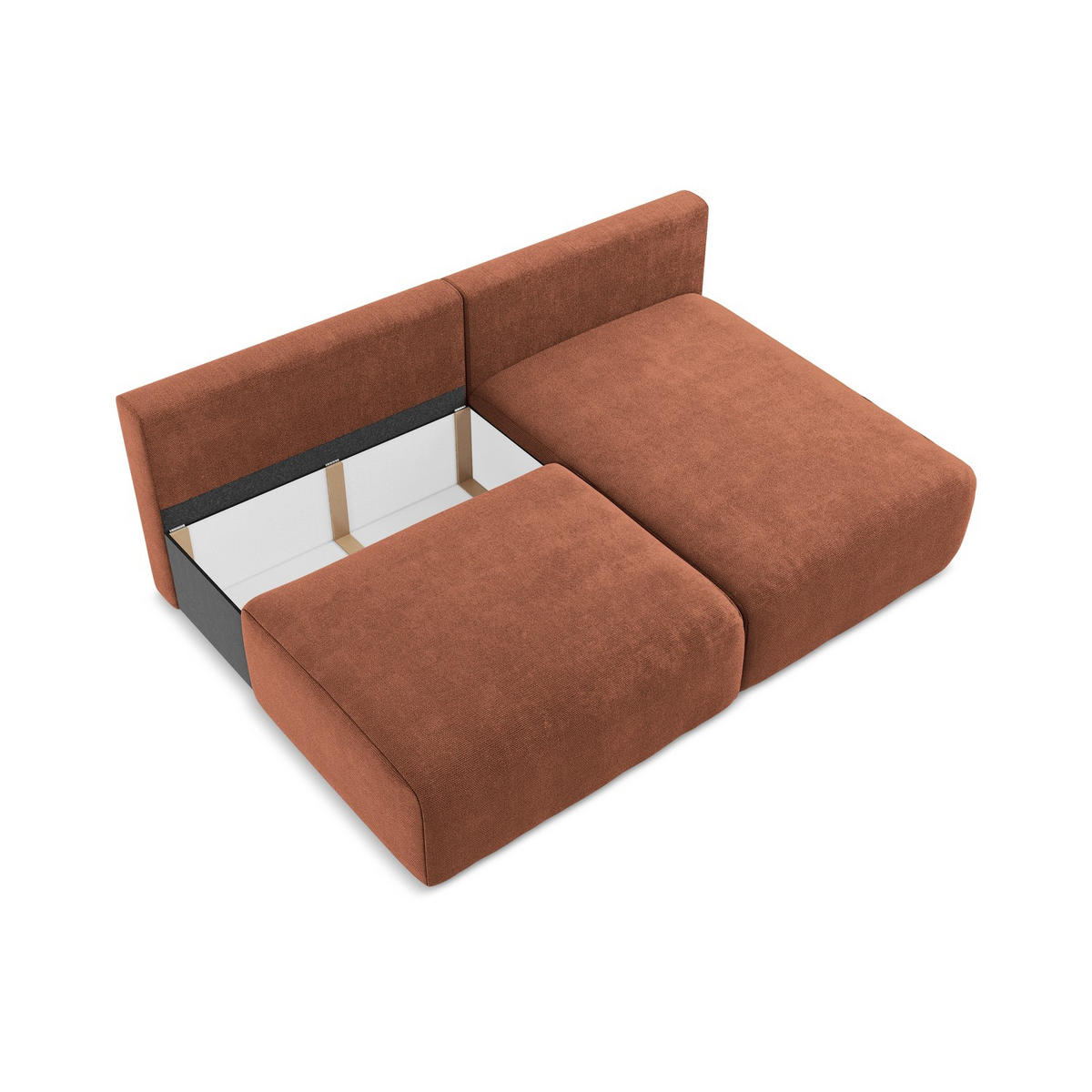 ECKSOFA mit Schlaffunktion rechts Chenille Stoff Orange - Terracotta/Schwarz, Kunststoff/Textil (210/149cm) - LaMiaSofa