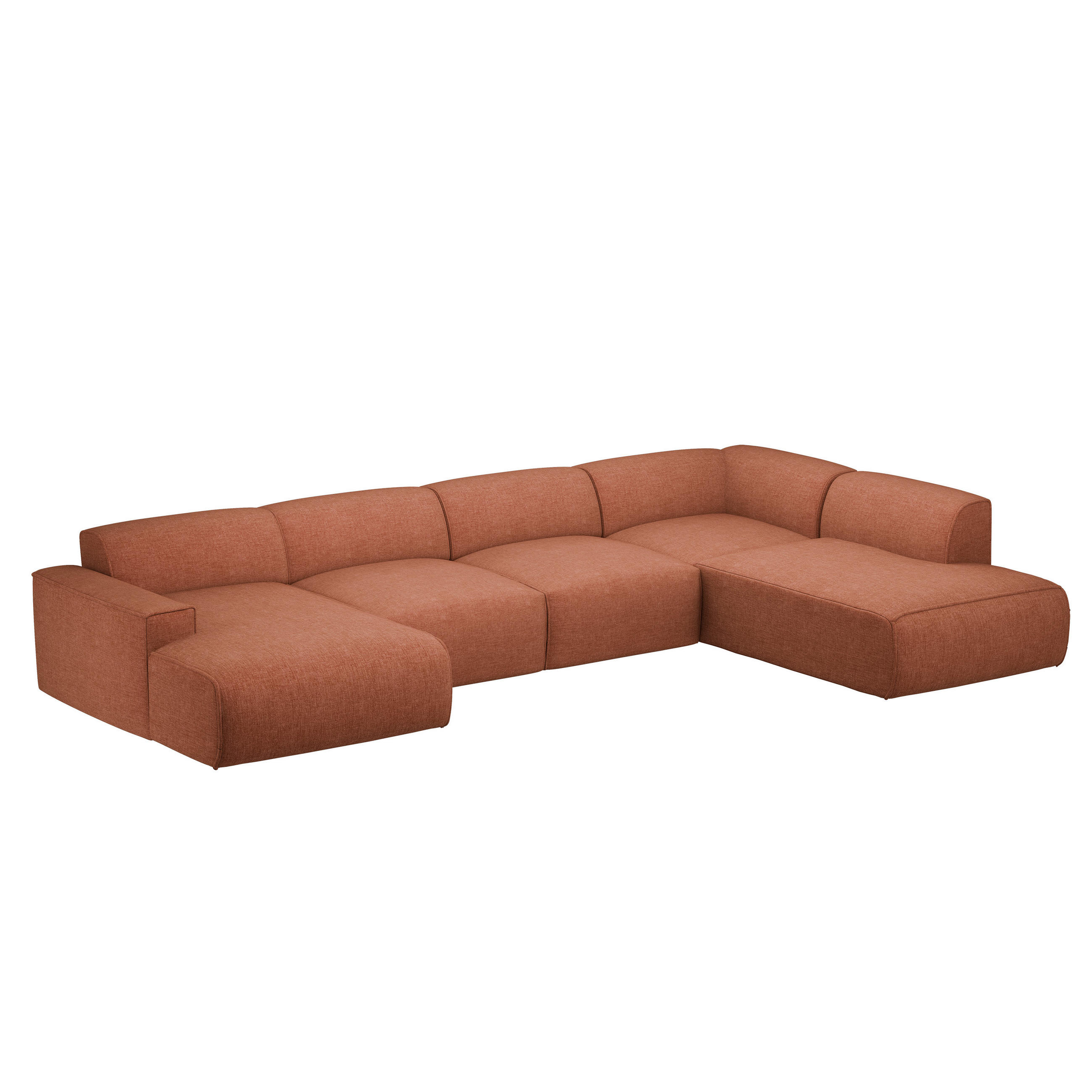 WOHNLANDSCHAFT DOVE Chenille-Stoff in Orange - Orange, Holzwerkstoff/Kunststoff (300/85/200cm) - Idohome
