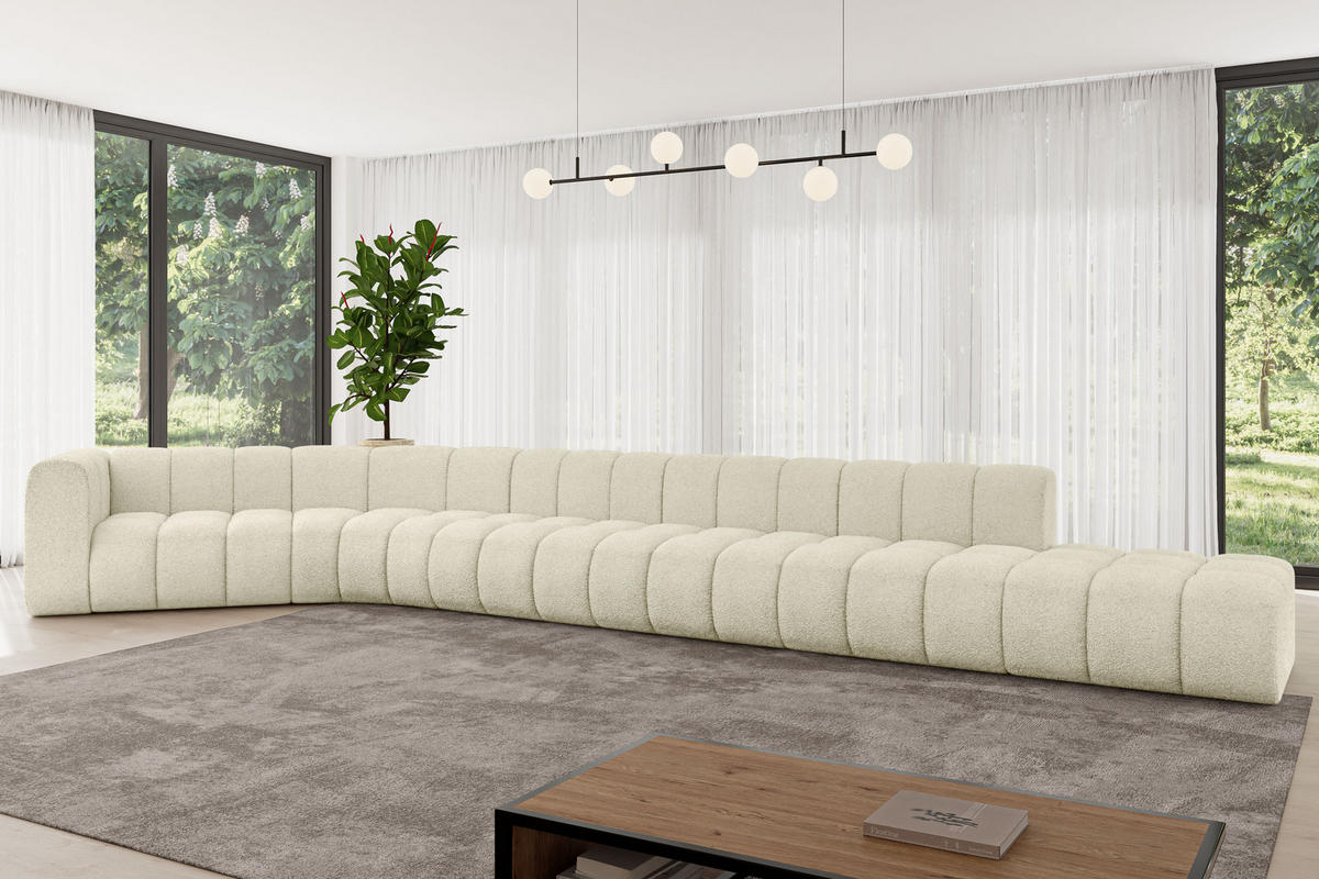 ECKSOFA modulares Sofa Tilmo-L3 - 581x194x70 cm Beige - Beige, Holzwerkstoff/Textil (581/194cm) - ALTDECOR