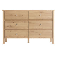 KOMMODE DE-38200 120/40/80 cm mit 6 Schubladen Eiche/Silber - Eichefarben, Holzwerkstoff (120/80/40cm) - ComfortXL