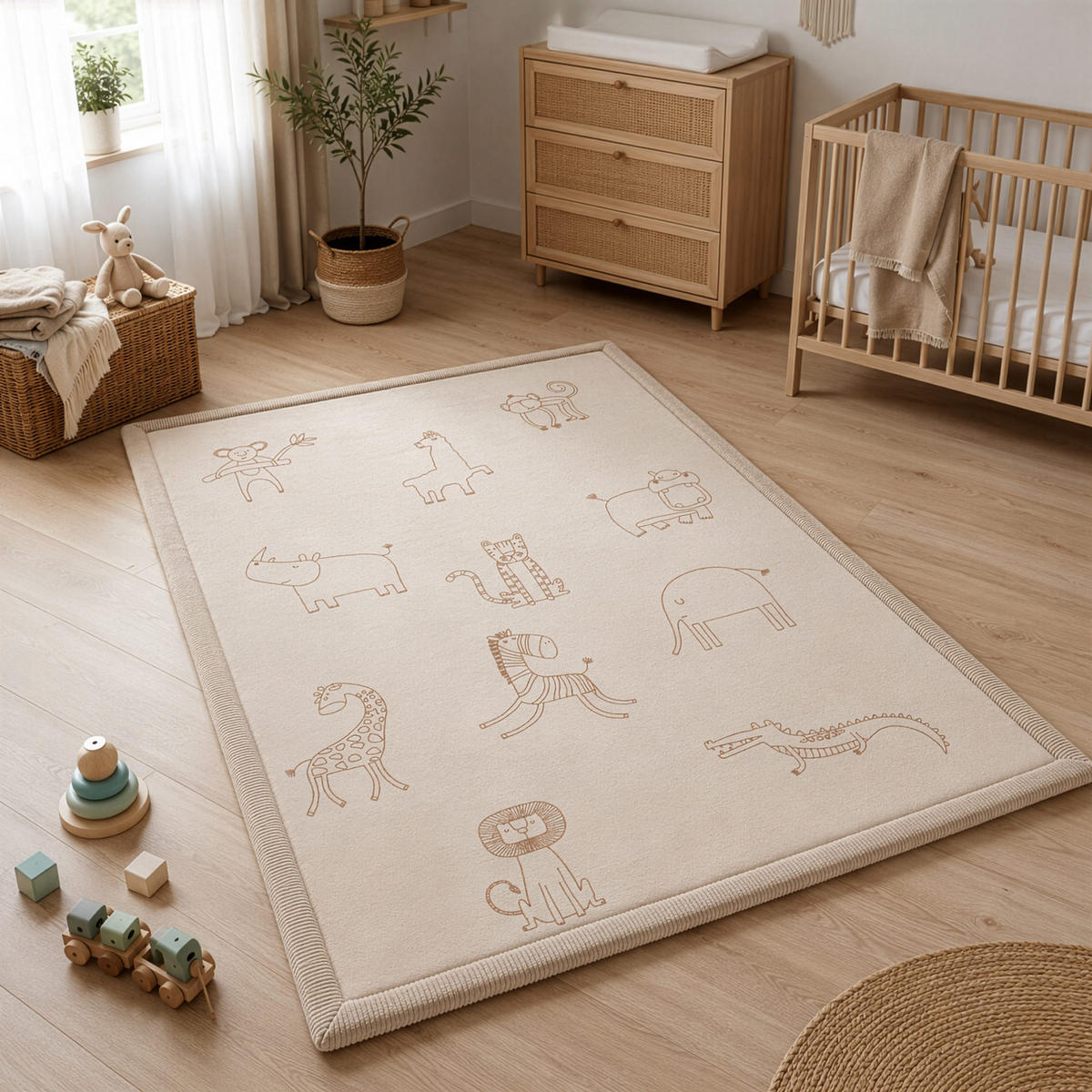 KRABBELTEPPICH samtweich und kuschelig "Afrika" 120x170cm - Beige, Textil (120/170cm) - Sanosoft