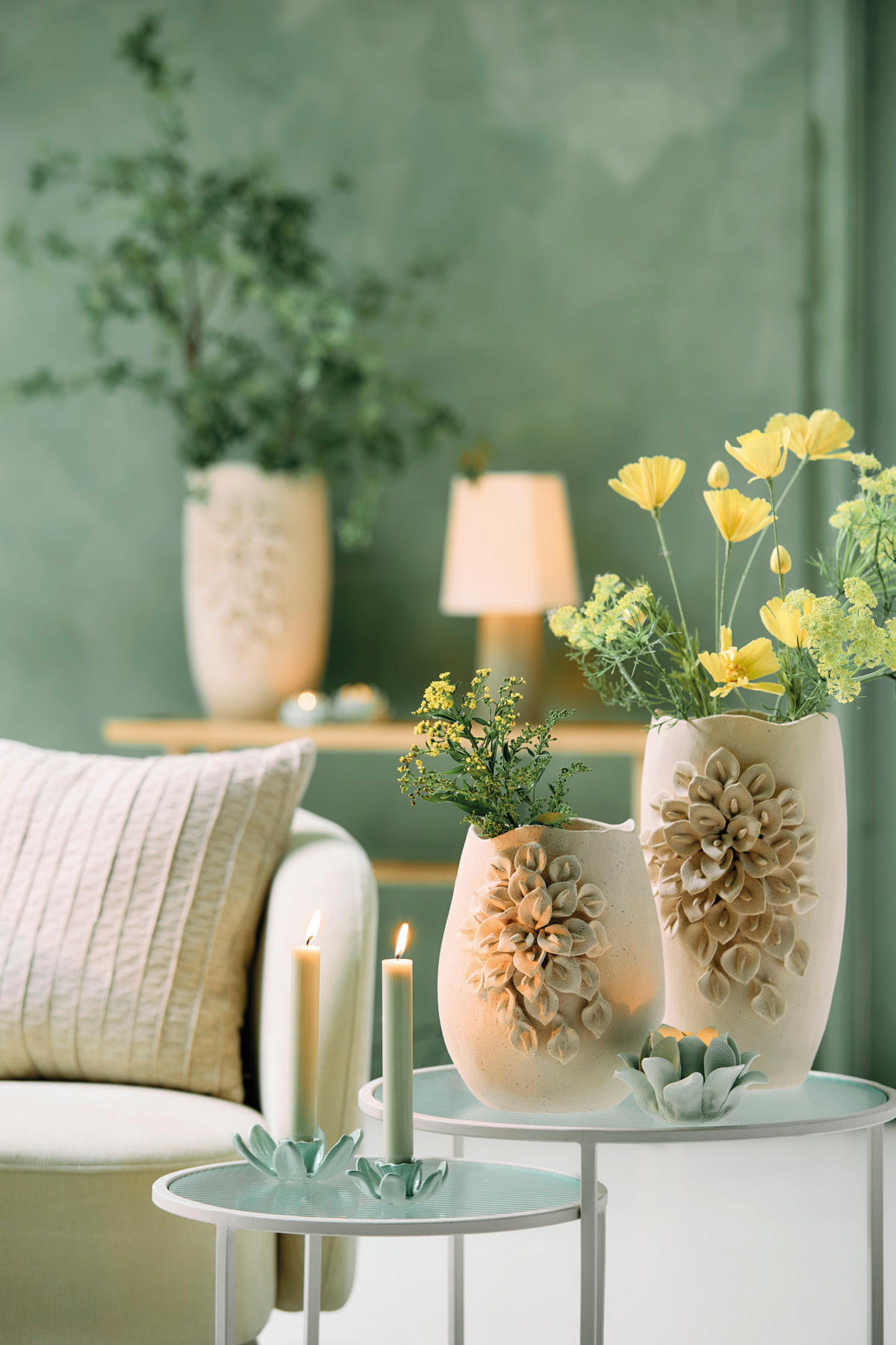 VASE Amiata Weiß 23/20,5/26 cm - Weiß, Keramik (26cm) - Light & Living
