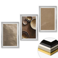 WANDBILDER 3er Set - 40x60 cm Silberner Rahmen - Minimalistische Steinstrukturen - Silberfarben, Kunststoff (40/60cm) - ArtPrintCave