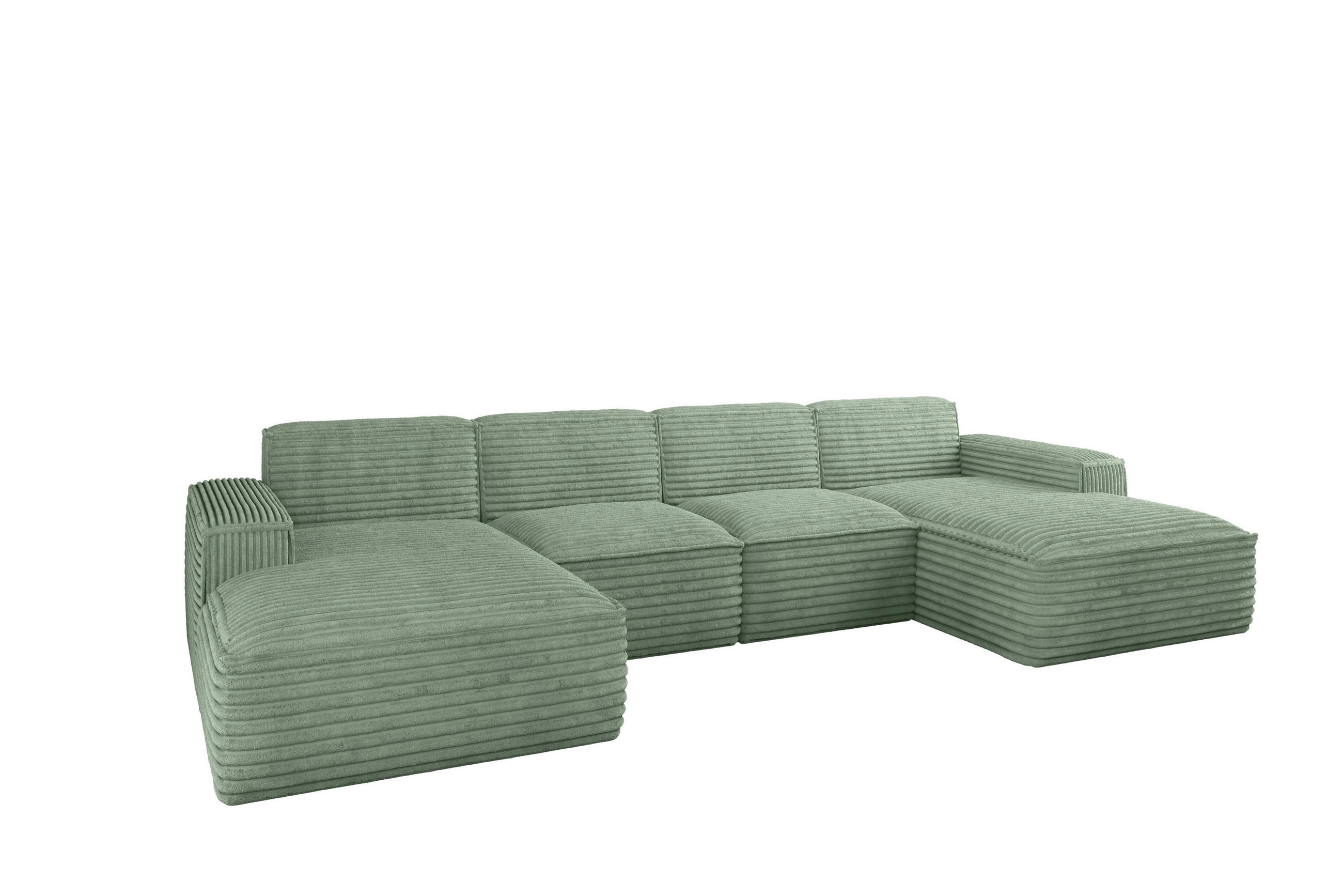 ECKSOFA Siena U ein Stil, der zum Entspannen einlädt, Stoff Velo Olive - Olivgrün, Holz/Textil (344/73/165cm) - Kaiser Möbel