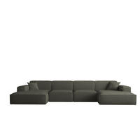 WOHNLANDSCHAFT Celes Premium Bukla - Jadegrün, Holzwerkstoff/Textil (379/73/165cm) - Fun Möbel