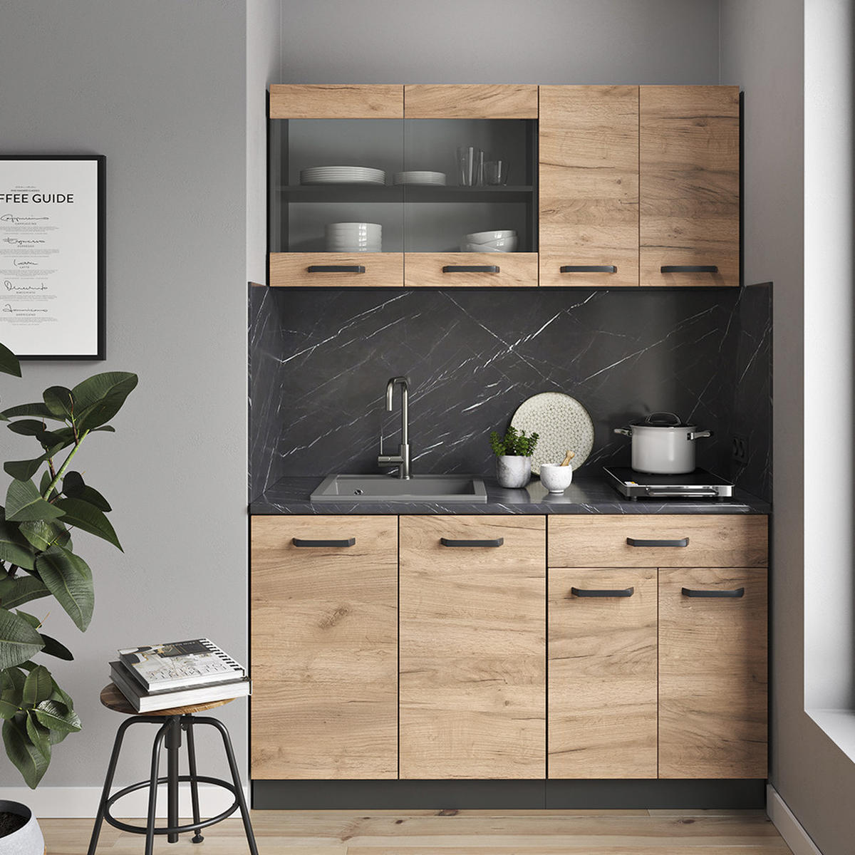 KÜCHENFRONT R-Line Goldkraft Eiche 59.6 x 88.4 cm Möbelfront für den Mikrowellenumbauschrank - Honigeiche, Holzwerkstoff (59.6/88.4/1.6cm) - Vicco