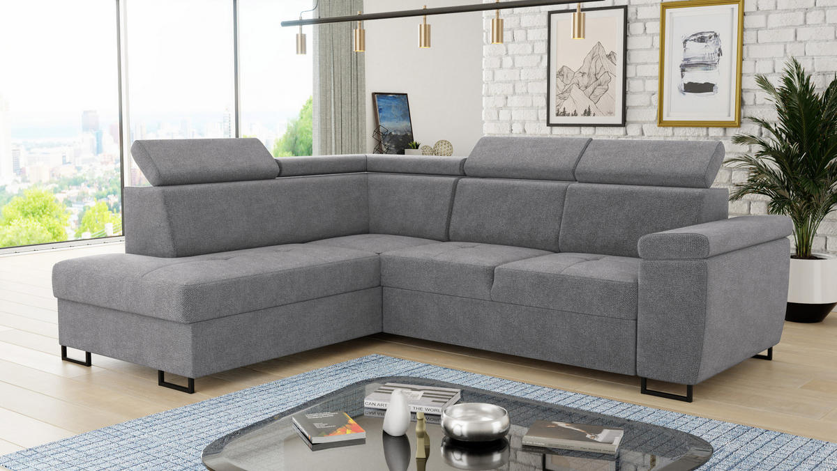 ECKSOFA Natan, Seite: Links - Grau, Holz/Textil (265/205cm) - Sofnet