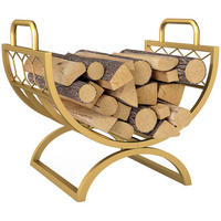 KAMINHOLZREGAL DE-10077 mit Wabenmuster, kompakt Gold - Goldfarben, Metall (36/41/46cm) - ComfortXL
