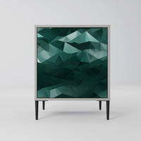 SIDEBOARD POLYGONAL FLOATING, Grau, 57,5x42x72,5 cm, Schwarze Metallfüße - Multicolor/Schwarz, Holzwerkstoff/Metall (57.5/72.5/42cm) - SpaceRebels