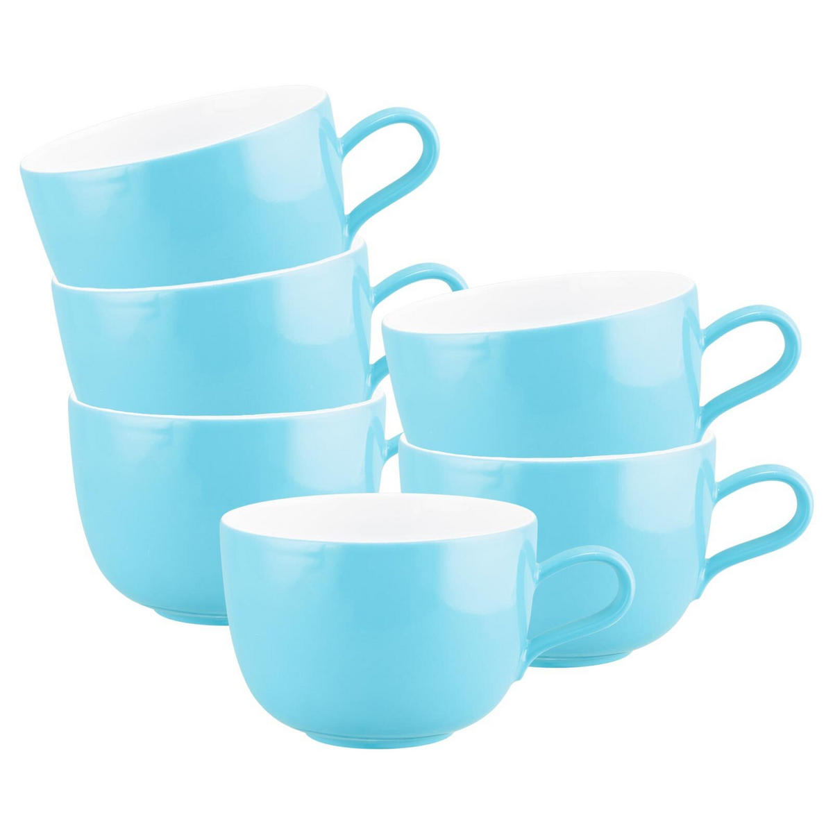 MILCHKAFFEETASSEN Liberty Pure Colors Lagoon Blue 380 ml 6er Set - Blau, Keramik (0.38L) - Seltmann Weiden