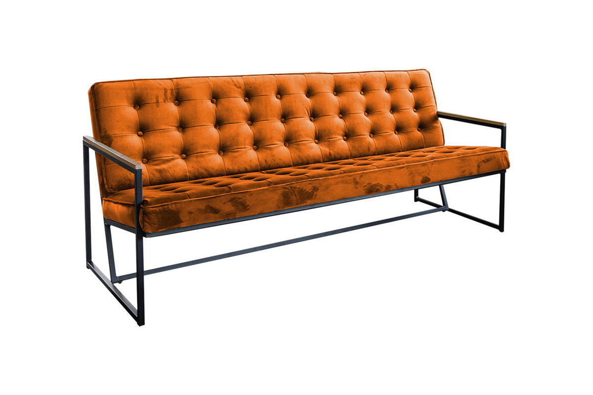 POLSTERBANK ARLY Orange Velvet - Orange, Textil (173/80/77cm) - KAWOLA