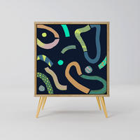 SIDEBOARD CONTRAST DANCE, Eichefarben, 57,5x42x75,5 cm, Goldfarbene Metallfüße - Eichefarben/Goldfarben, Holzwerkstoff/Metall (57.5/75.5/42cm) - SpaceRebels