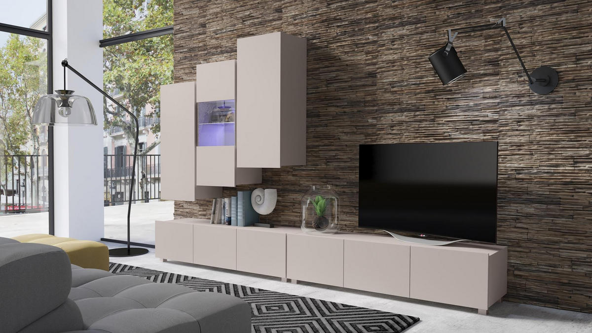 SCHRANK Bird Kaschmir, Hängeschrank - Kaschmir, Holzwerkstoff (45/117/32cm) - Bettso