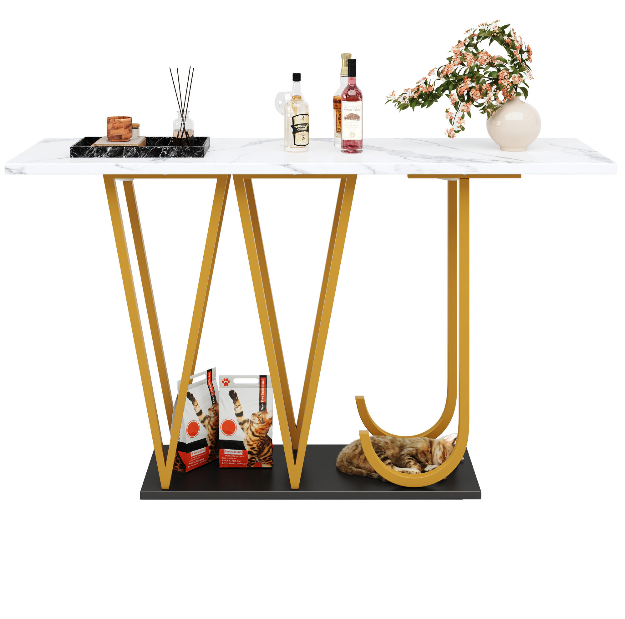 BEISTELLTISCH 120/80/29,5 cm Weiß aus MDF und Metall mit Stauraum - Weiß, Holzwerkstoff (120/29.5/80cm) - OKMYHOME