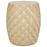 BEISTELLTISCH Beton hellbeige rund 33 cm Zogno - Goldfarben/Schwarz, Stein (33/33/47cm) - Beliani