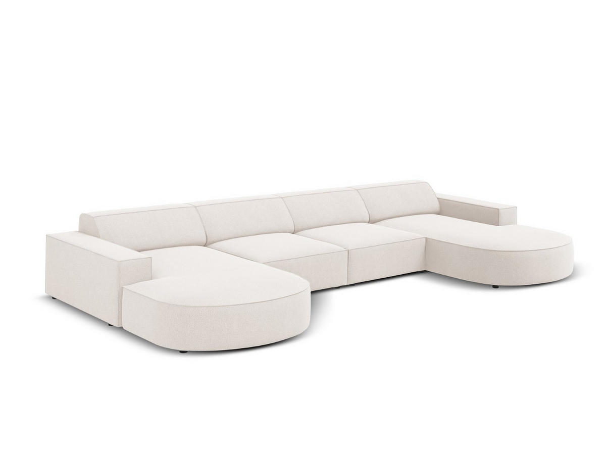 PANORAMASOFA Jodie aus strukturiertem Stoff leichtes beige 6 Sitzplätze - Beige, Textil (166/70/364cm) - Micadoni