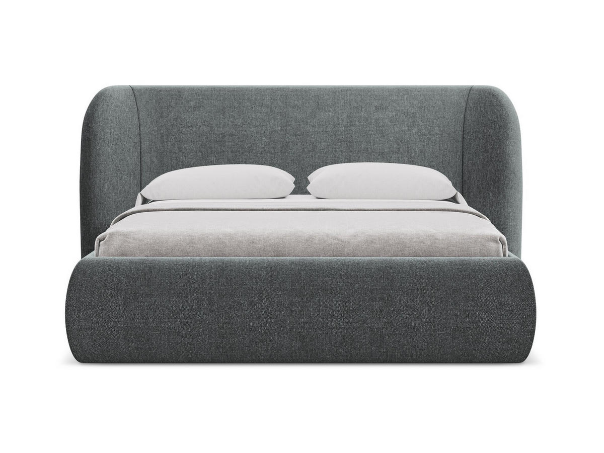 POLSTERBETT mit Bettkasten und Lattenrost 210x215 Grau - Schwarz/Graphitfarben, Kunststoff/Textil (160/200cm) - Makamii