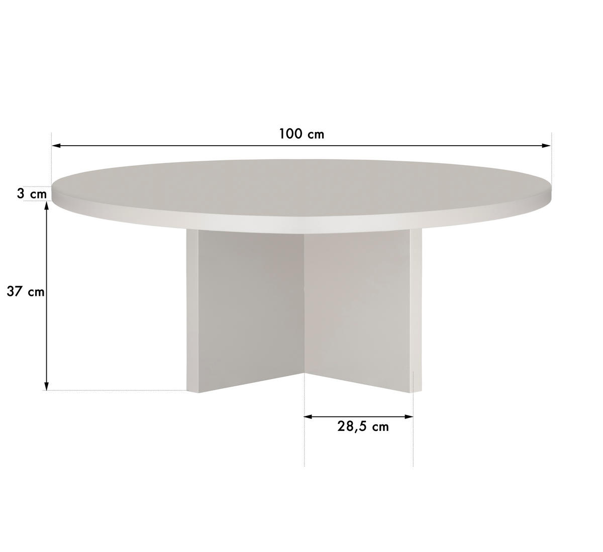 COUCHTISCH Runder, mit laminiertem 3 cm stark, Taupe, 100 cm - Beige, Holzwerkstoff (100/100/42cm) - RNT By Really Nice Things