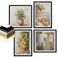 WANDBILDER 4er-Set - 50x50 cm & 40x60 cm Schwarzer Rahmen - Blumen in einer Vase, ein Meer aus Zitronen - Schwarz, Kunststoff (50/50cm) - ArtPrintCave