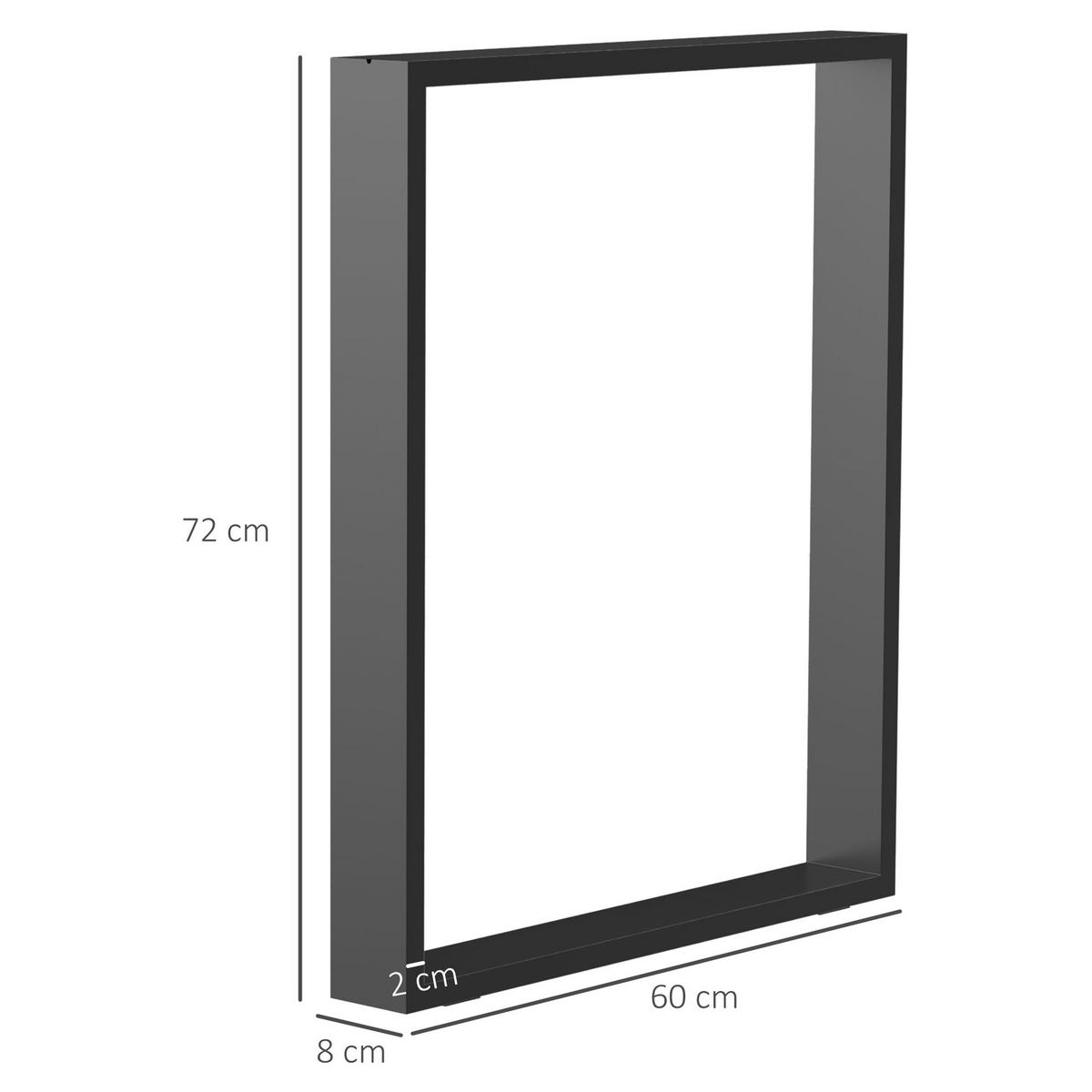 TISCHBEINE, 2er-Set Tischkufen, Schwarz - Schwarz, Metall (8/72/60cm) - HOMCOM