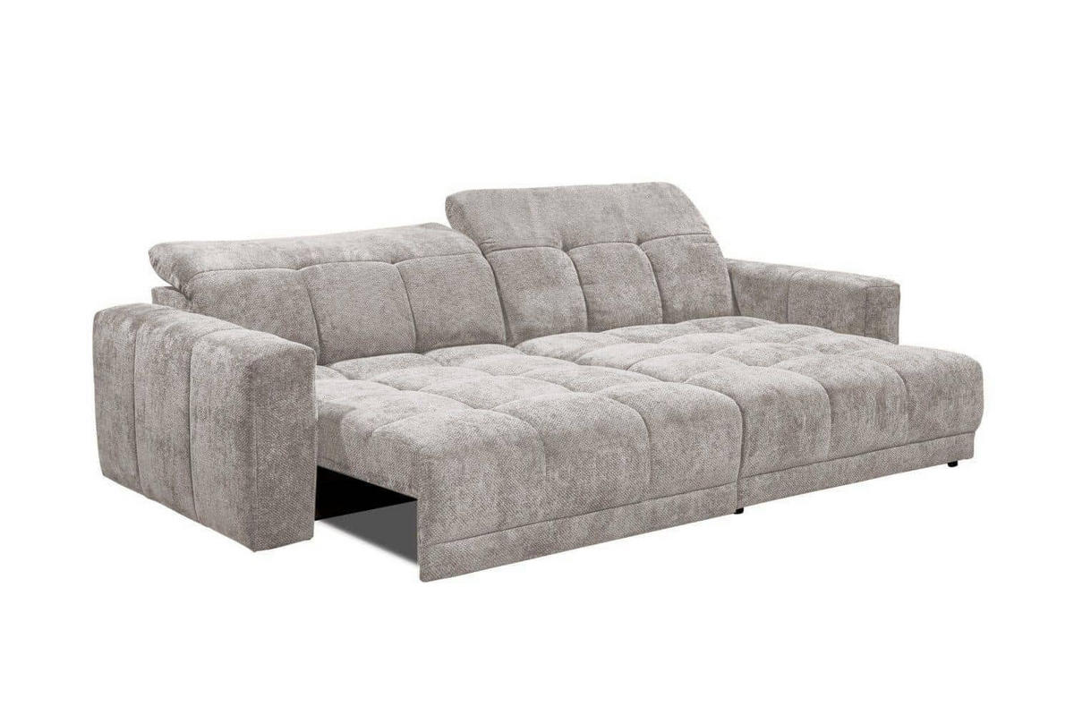 ECKSCHLAFSOFA mit elektronische Sitztiefenverstellung - Hellgrau/Schwarz, Kunststoff/Textil (170/297cm) - ed exciting design