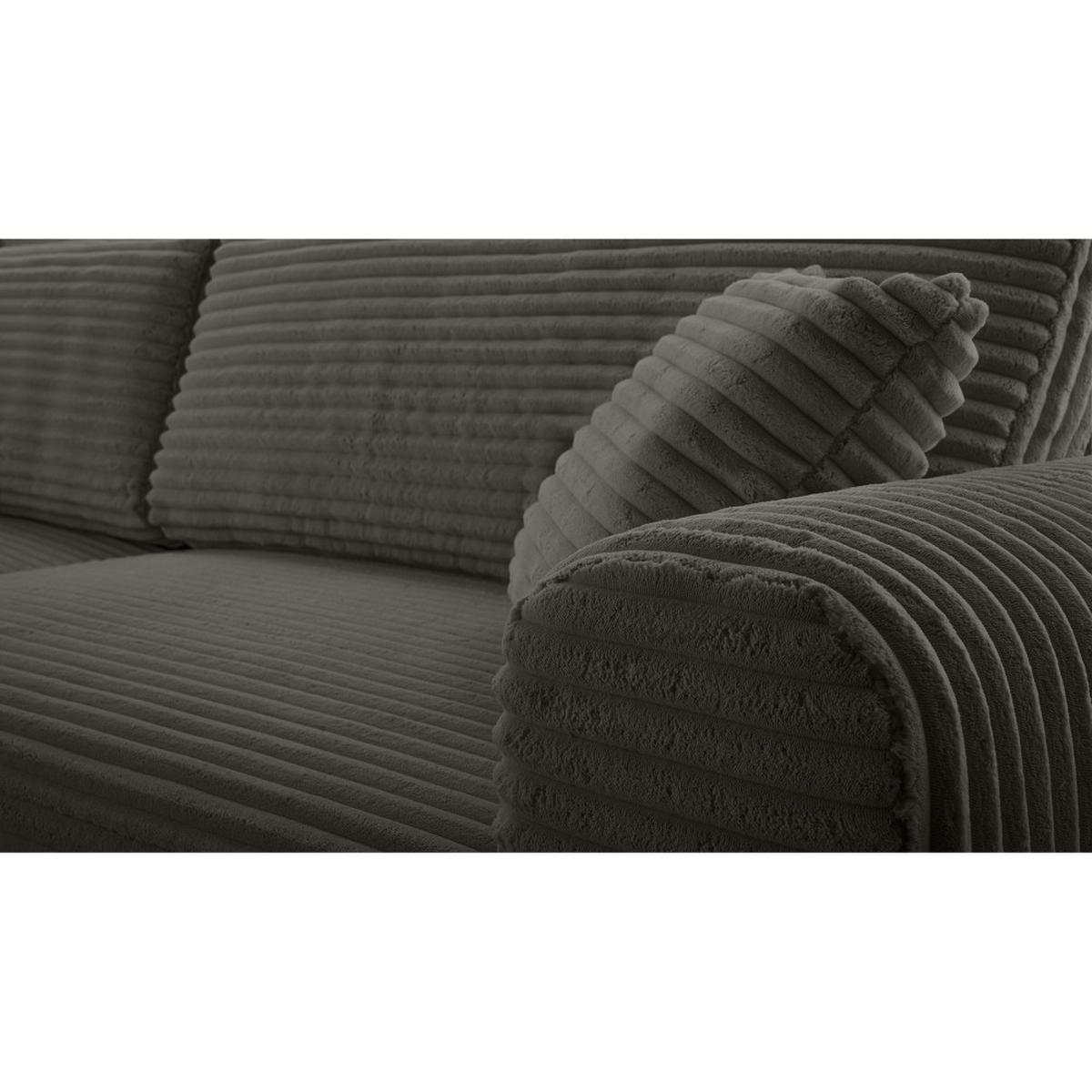 ECKSCHLAFSOFA Harmonia Dunkelgrau links - Dunkelgrau/Schwarz, Textil (297/169cm) - Beautysofa