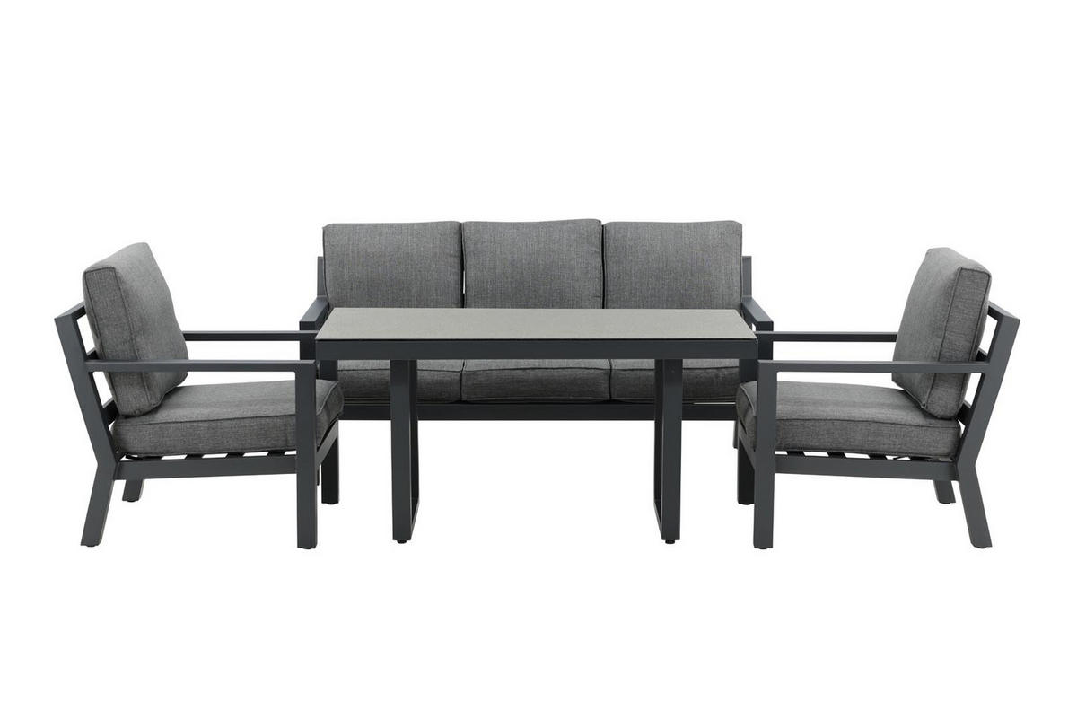 GARTENTISCHGRUPPE Schwarz - Schwarz, Holzwerkstoff - ebuy24