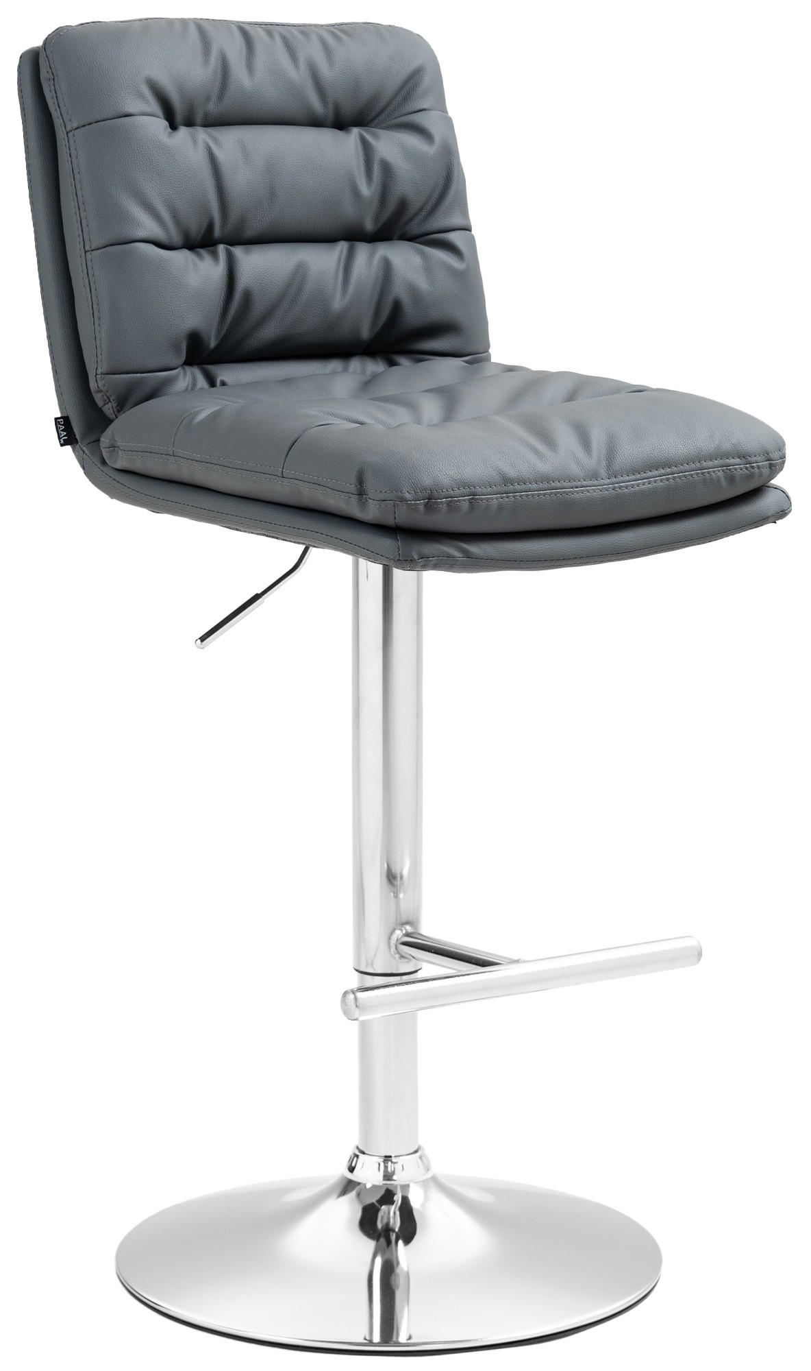 BARHOCKER Lederlook grau - Chromfarben/Grau, Textil/Metall (42/94/56cm) - CLP