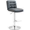 BARHOCKER Lederlook grau - Chromfarben/Grau, Textil/Metall (42/94/56cm) - CLP