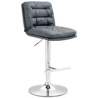 BARHOCKER Lederlook grau - Chromfarben/Grau, Textil/Metall (42/94/56cm) - CLP