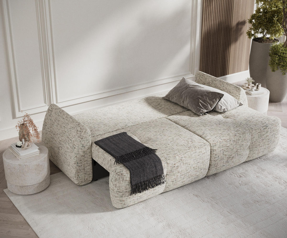 SCHLAFSOFA Loca Beige Webstoff - Beige/Schwarz, Holz/Holzwerkstoff (248/92/103cm) - Maison de Reve