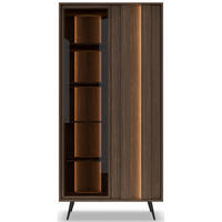 SELSEY Amaro - vitrína, dekor dubu, 93 cm - černá/barva dubu, kov/kompozitní dřevo (93.5/196.4/40cm) - Selsey