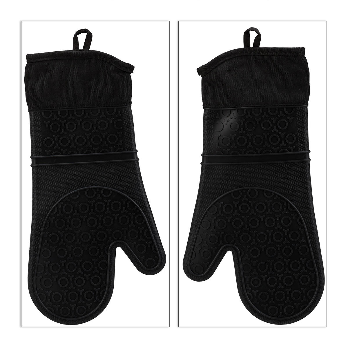 OFENHANDSCHUHE - Schwarz, Kunststoff/Textil (18.5/36.5/1.5cm) - Relaxdays