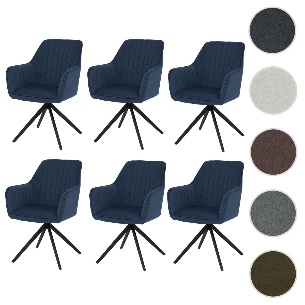 ESSZIMMERSTUHL Blau 6er-Set - Blau, Textil (60/87/68cm) - MCW