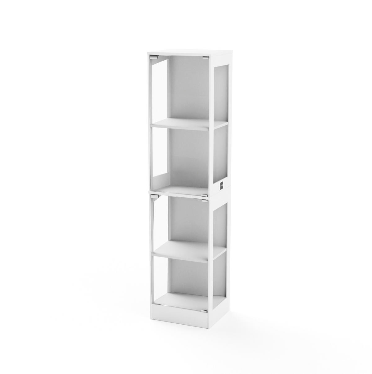 VITRINE 40/35/165 cm in Weiß mit Glastüren und LED-Beleuchtung - Weiß, Holzwerkstoff (40/165/35cm) - Flora Grace