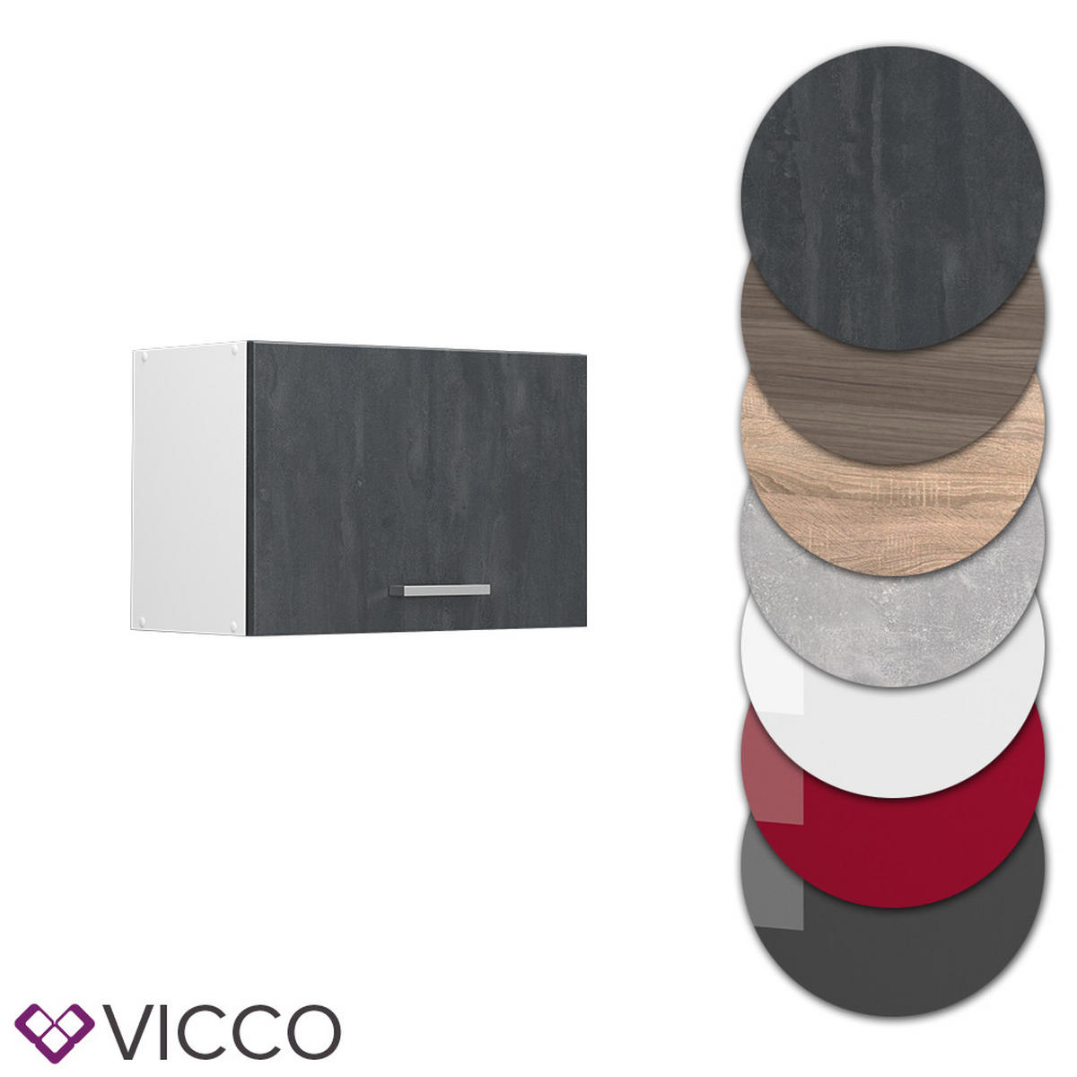 HÄNGESCHRANK R-Line Schwarz Beton 60 cm Flach - Schwarz/Weiß, Holzwerkstoff (60/40/31cm) - Vicco