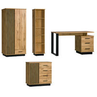 JUGENDZIMMER-SET Lamia Wotan Eiche / schwarz 355 / 56 / 193cm - Schwarz/Braun, Holz/Holzwerkstoff (355/193/56cm) - Feldmann-Wohnen